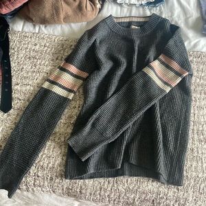 Faherty Sweater! Grey / Pink & White Stipe